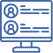 Icon oc a computer screen with circles with person icon in them and writing to thr right of each signifying Reputation Management