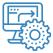 Icon of a computer and a gear that represents automation