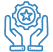 Icon of hands around a gear with a star on it signifying Customer Portal