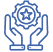 Icon of hands around a gear with a star on it signifying Customer Portal
